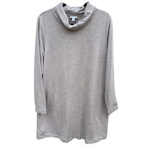 Pure J Jill Luxe Tencel Cowl Neck Tunic Dress Oatmeal Minimalist Layering L